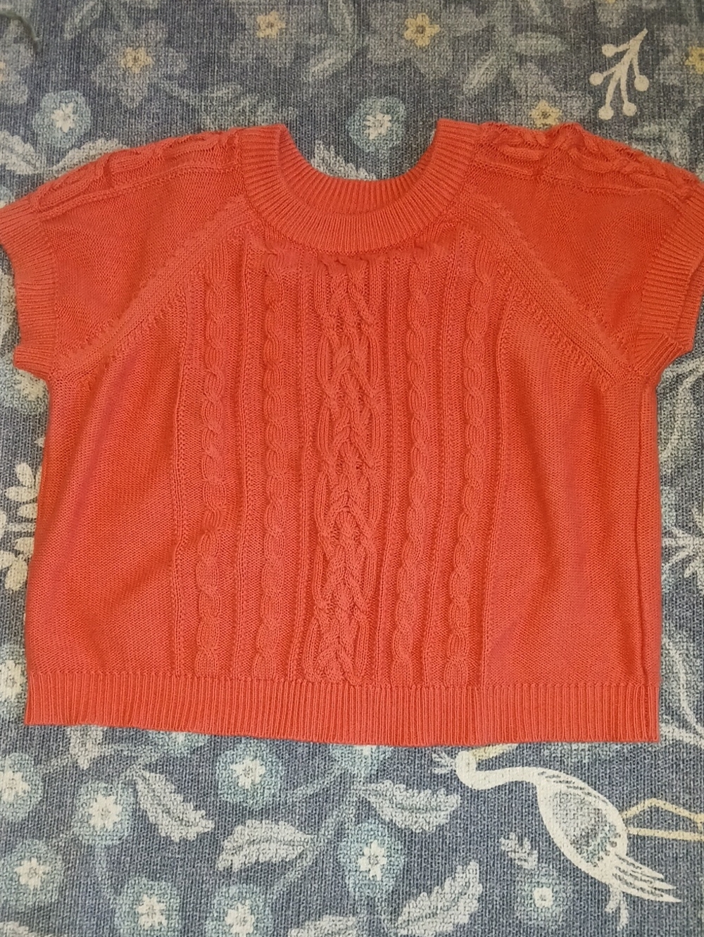 Old Navy Coral Cable-Knit Short Sleeve Sweater